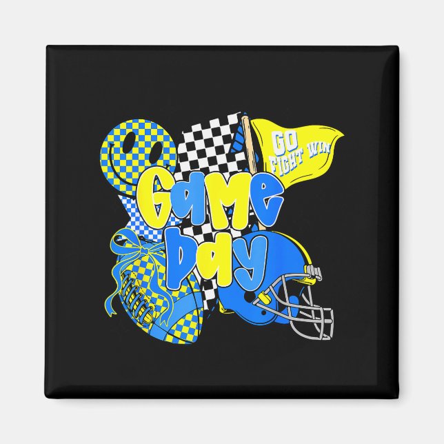 Imán Game Day Football Team Srit Checkered Blue &amp; G (Frente)