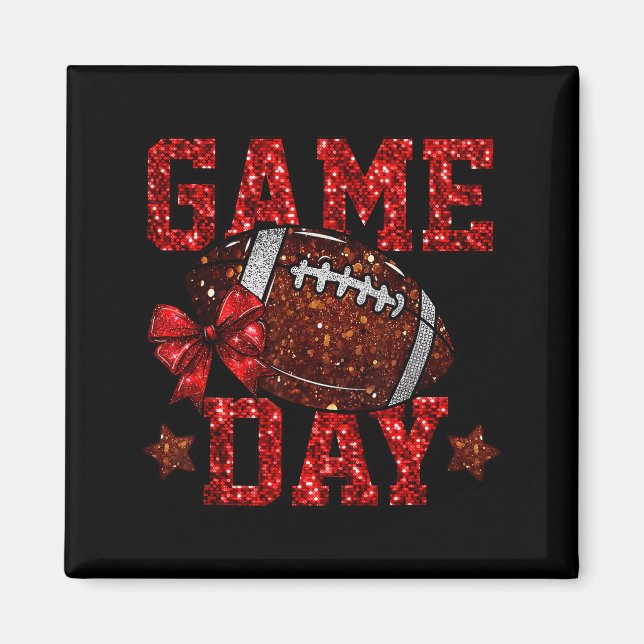 Imán Game Day Touchdown Football Mom Girls Go Cheer Mar (Frente)