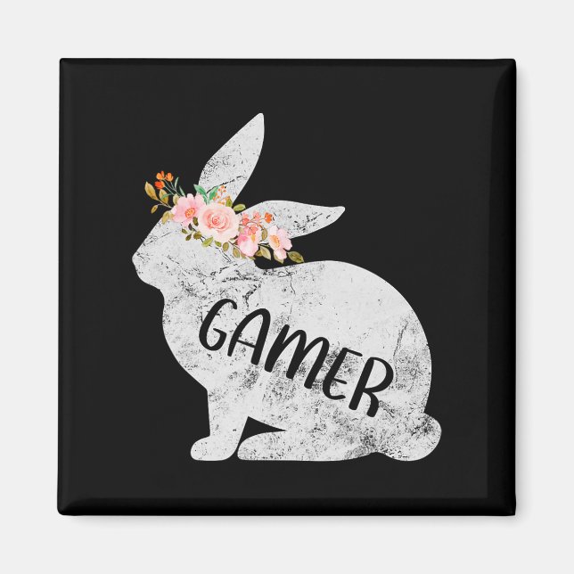Imán Gamer Bunny Mating Familia Floral Conejo Conejo Ea (Frente)