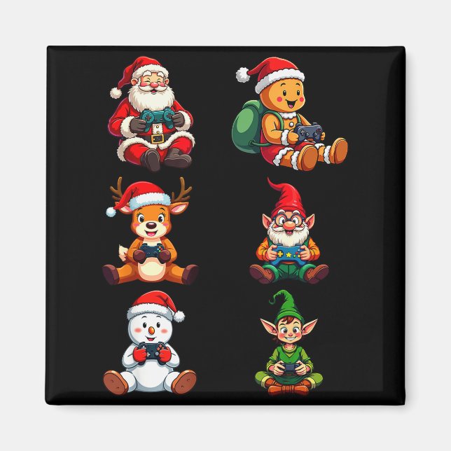 Imán Gamer Christmas Pajamas Kids Boys Youth Teen Chris (Frente)