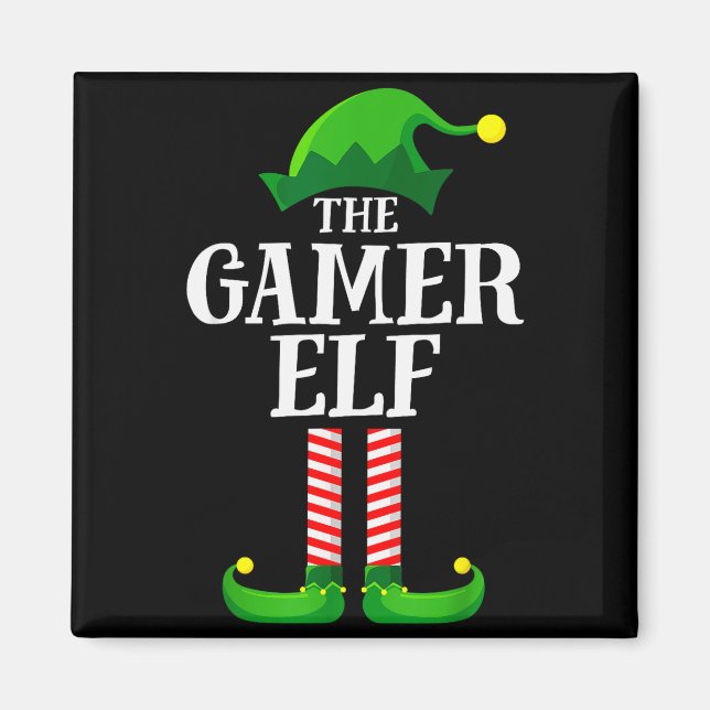 Imán Gamer Elf Matching Family Group Christmas Party Py (Frente)
