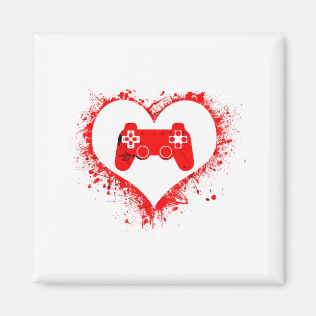 Imán Gamer Heart Valentines Day Video Games Boys Kids T (Frente)