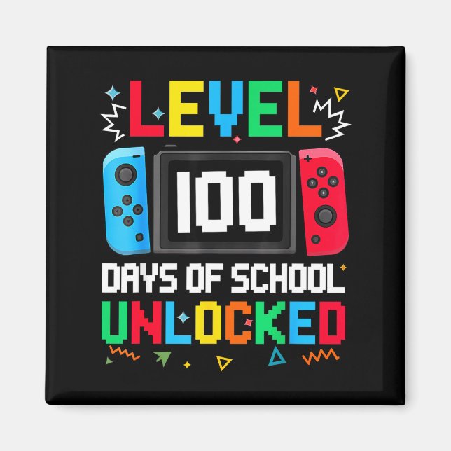 Imán Gamer Level Unlocked 100 Days Of School Student Bo (Frente)
