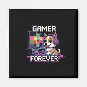 Imán Gamer para Siempre – Perro Adorable con Auriculare