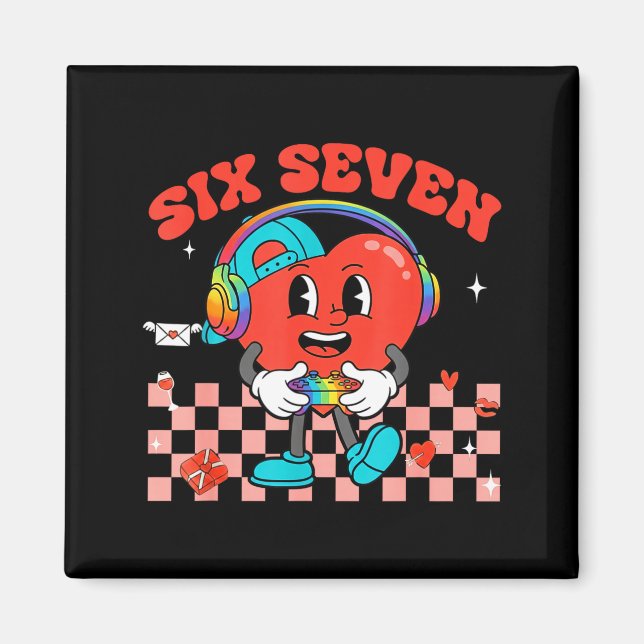 Imán Games Valentine 67 Six Seven Funny Gamer Heart Cut (Frente)