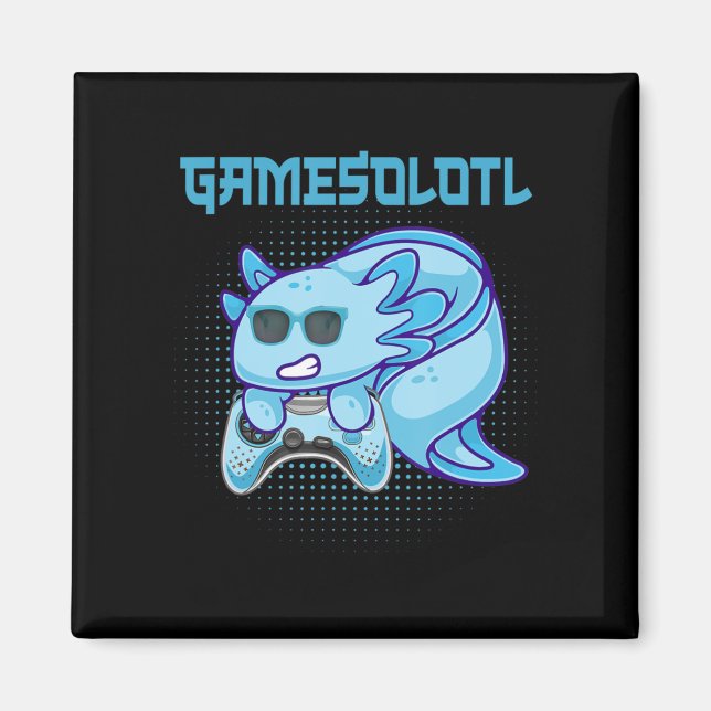 Imán Gamesolotl Axolotl Video Gamer Kawaii Anime Kids B (Frente)