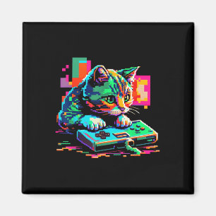 Imán Gaming de gato Gaming de 8 bits Pixel Art Gamer Ki