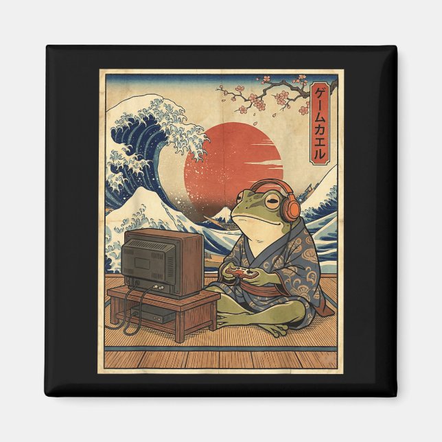 Imán Gaming Frog Art Ukiyo-e Japanese Gamer Anime Men W (Frente)