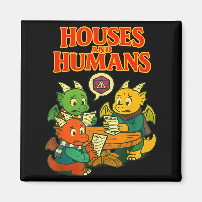 Imán Gaming Houses And Humans Funny Rpg Gamer Men Boys  (Frente)
