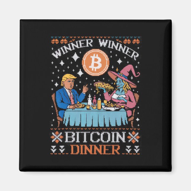 Imán Ganador Bitcoin Dinner Feo Trump Xmas Sweat (Frente)