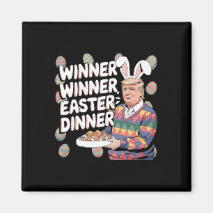 Imán Ganador Cena de Pascua Trump Conejo Caza Huevos Fe