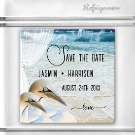 Imán Gannet Beach Wedding Save the Date Magnet