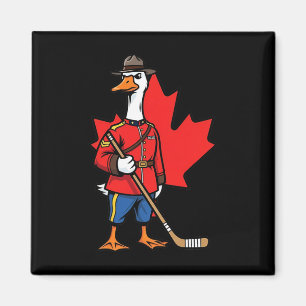 Imán Ganso Canadiense Mountie Hockey Hoja de Arce Canad