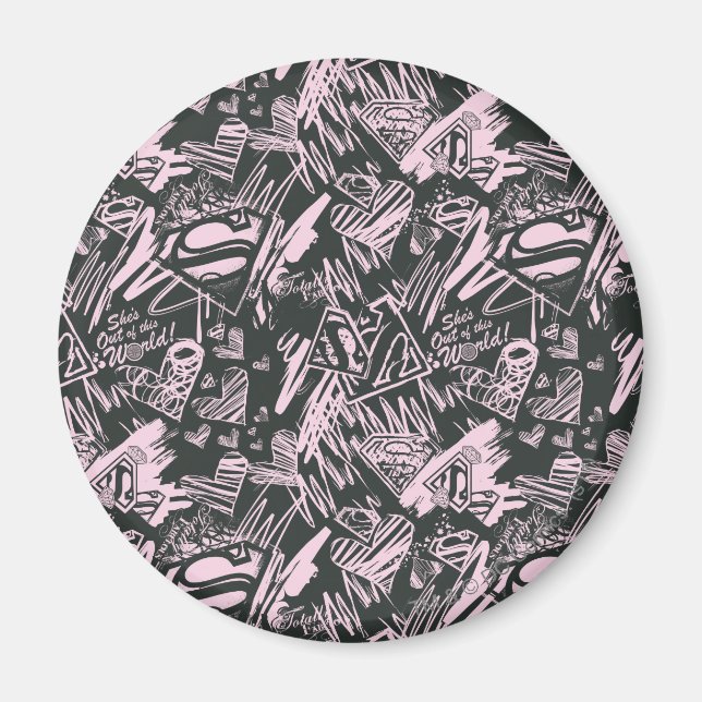 Imán Garabatos rosados y negros de superchica (Frente)