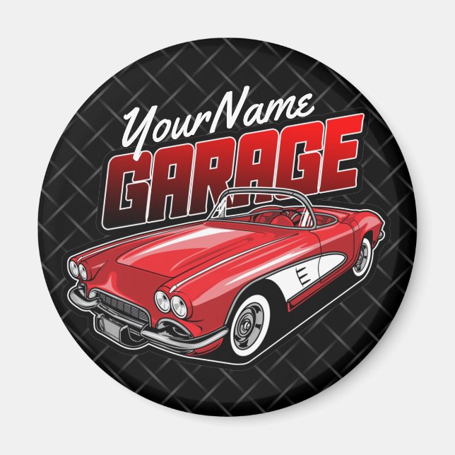 Imán Garaje personalizado de 1961 C1 Red Classic Sports (Frente)