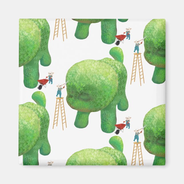 Imán Gardeneradores de gatos y Bush de animales verdes (Frente)