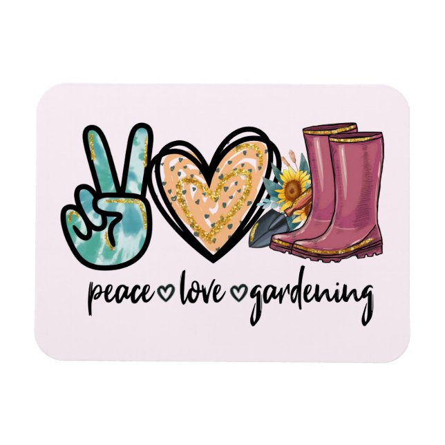 Imán Gardening de amor por la paz (Horizontal)