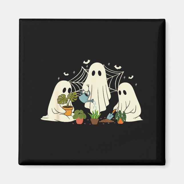 Imán Gardening Garden Halloween Ghost Plant Lover Men W (Frente)