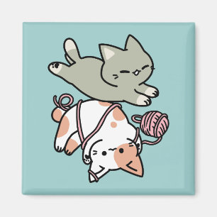 Imán Garras y Juego – Ilustración de Gato Adorable