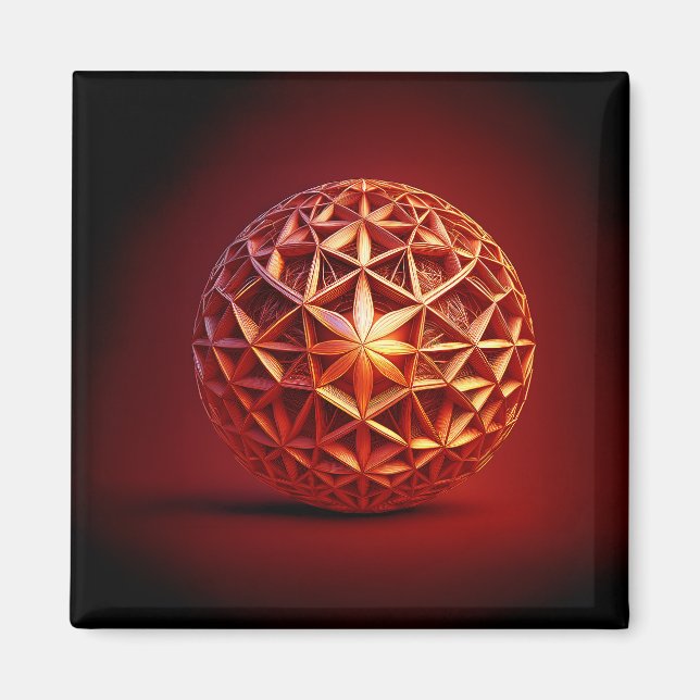 Imán Gasket Fractal Sierpinski Rojo (Frente)