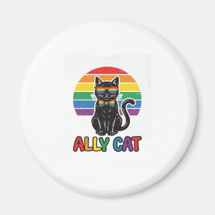 Imán Gata Aliada Arcoíris Orgullo Diseño Camiseta Gato 