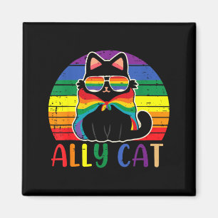Imán Gata Aliada Vintage Divertido LGBT Lesbiana Gay Bi