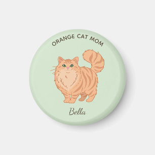 Imán Gata Naranja de Pelo Largo Personalizada para Mamá