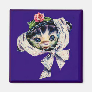 Imán gatito adorable en un gorra gatito