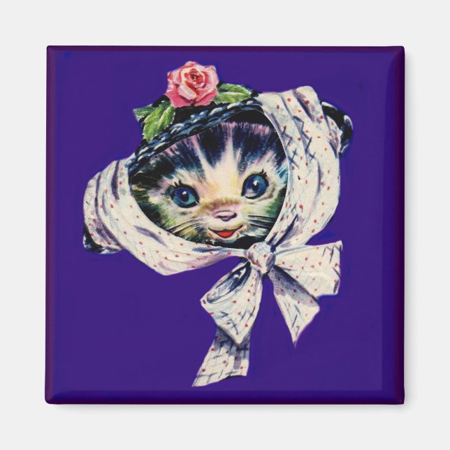 Imán gatito adorable en un gorra gatito (Frente)