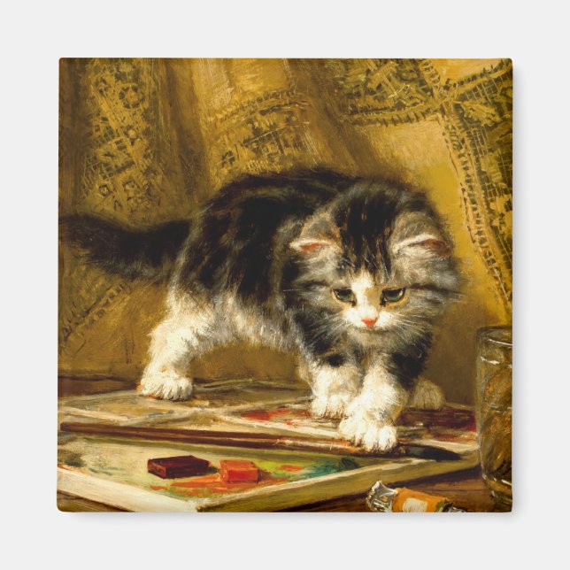 Imán Gatito con pintura y brochas (Frente)
