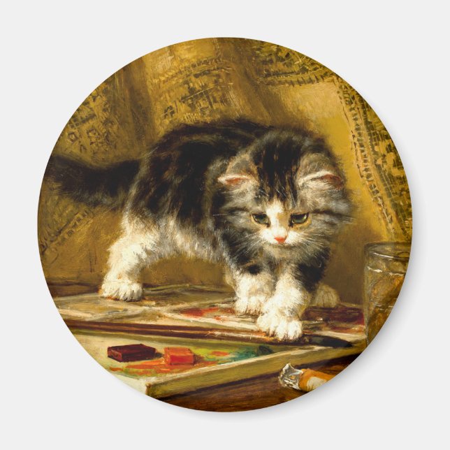 Imán Gatito con pintura y brochas (Frente)