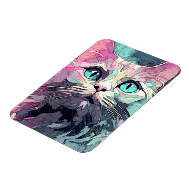 Imán Gatito de ojos azules místicos | Gato lindo (Lado Izquierdo)