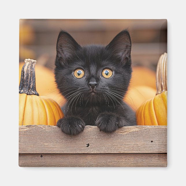 Imán Gatito De Parche De Calabaza (Frente)