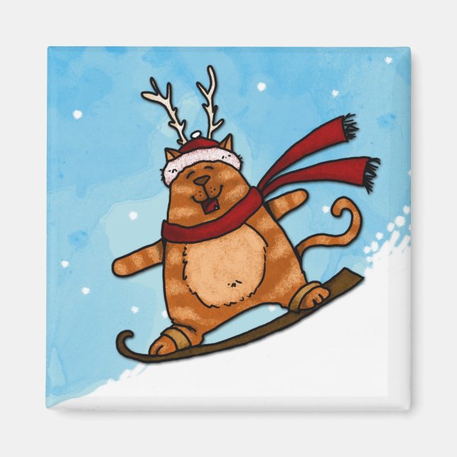 Imán gatito de snowboard (Frente)