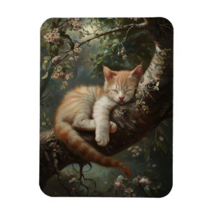 Imán Gatito durmiendo en un árbol flexible