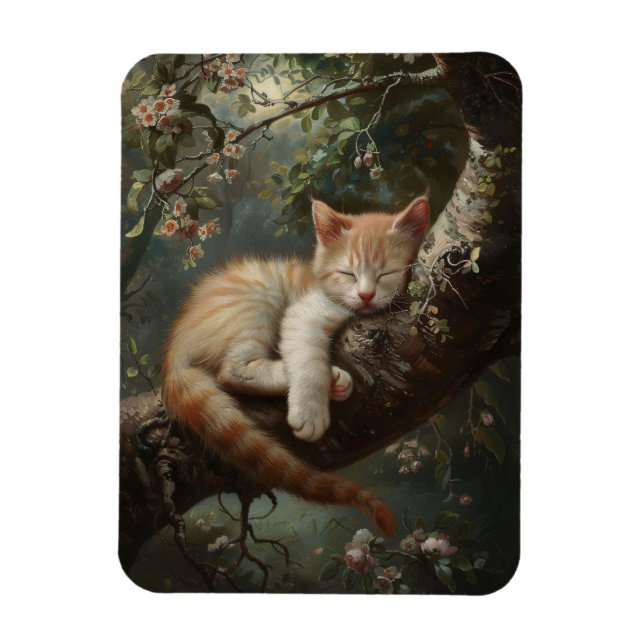 Imán Gatito durmiendo en un árbol flexible (Vertical)