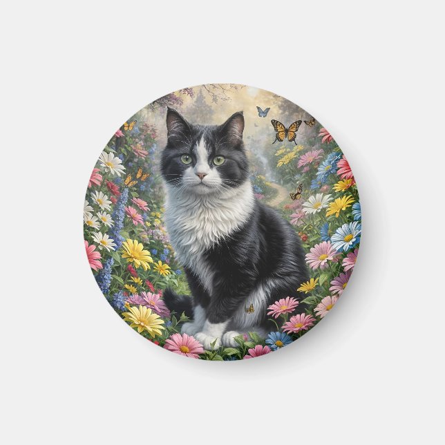 Imán Gatito en el jardín de flores (Frente)
