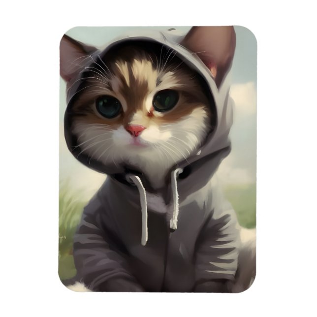 Imán Gatito en una hoodie (Vertical)