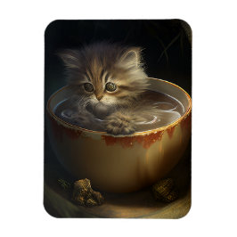 Imán Gatito en una taza de té amarilla Magnet flexible