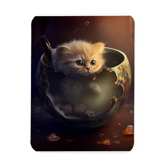 Imán Gatito en una taza de té flexible (Vertical)