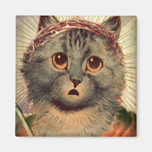 Imán Gatito Jesús con la corona de espinas