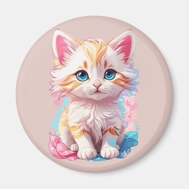 Imán Gatito Kawaii Colorido y Lindo (Frente)