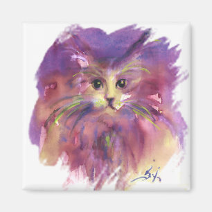 IMÁN GATITO PURPURA, RETRATO DE GATO