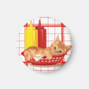 Imán Gatito retro del estilo del comensal