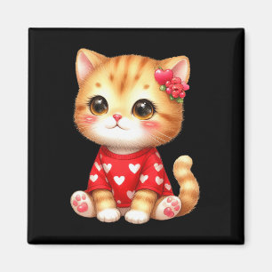 Imán Gatito Valentine Gato Con Corazón