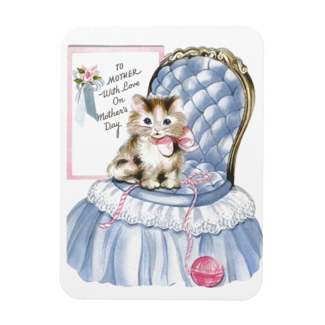 Imán Gatito vintage del Día de la Madre (Vertical)