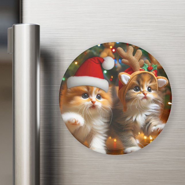 Imán Gatitos con Santa Claus y gorras de renos 1 (Subido por el creador)