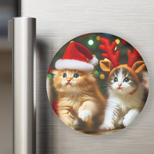 Imán Gatitos con Santa Claus y gorras de renos 2