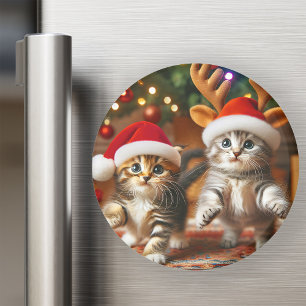 Imán Gatitos con Santa Claus y gorras de renos 3