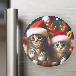 Imán Gatitos con Santa Claus y gorras de renos 4